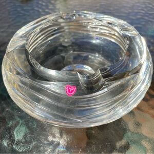 Vintage Clear Glass Czech Republic Heavyweight Ashtray 6” x 2.5” 4.5 lbs